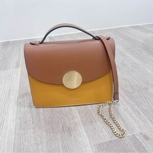 LeParmentier New Ondina color block top handle shoulder bag